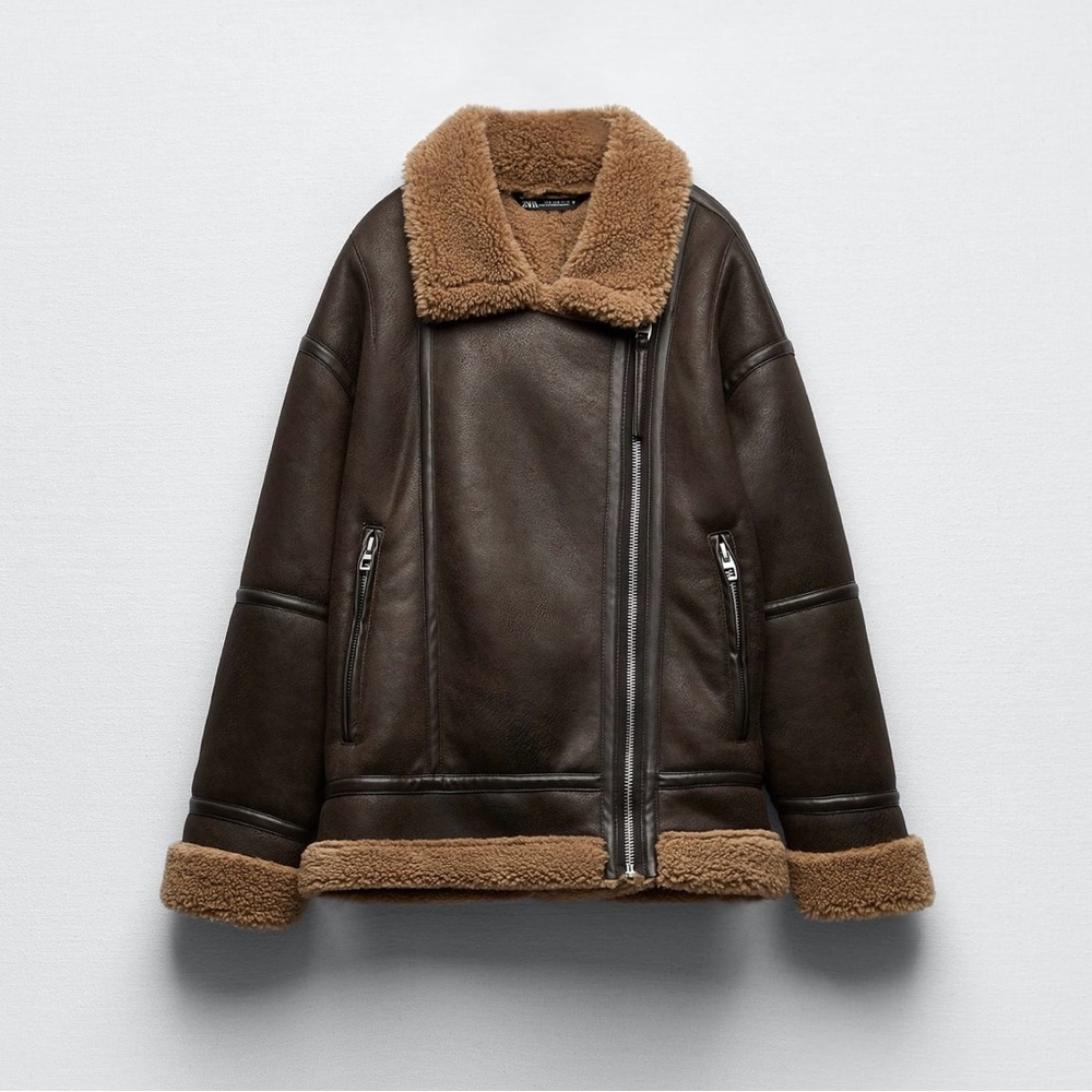 brand new zara double faced jacket in dark brown (tag still attached)